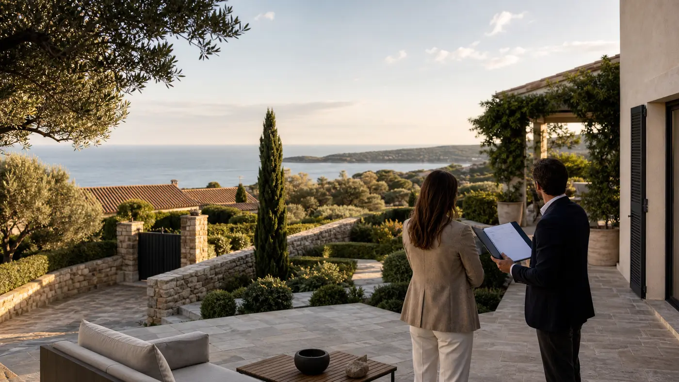 Visite d’une villa premium pour vérifier vue intimité et limites du terrain