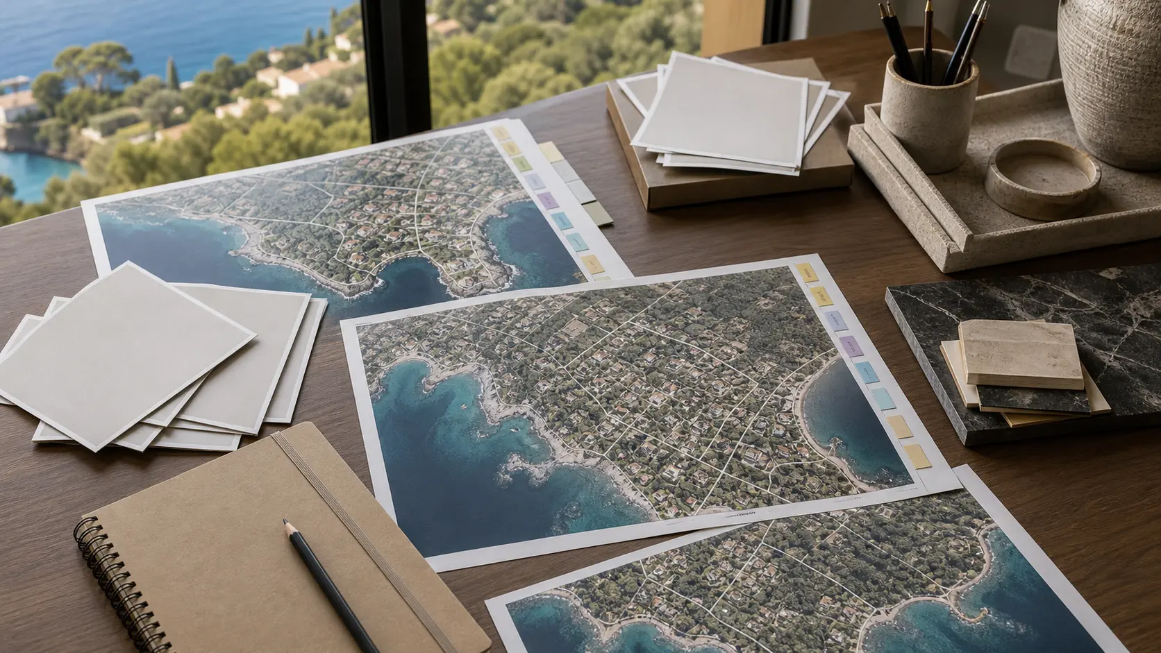 Cartes et documents de micro-marché pour estimer un bien de prestige sur la Côte d'Azur